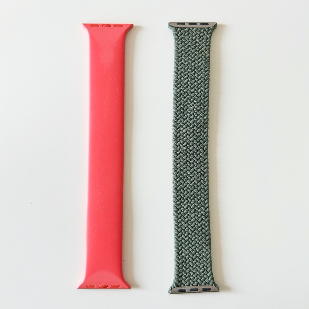 Apple Watch Bands in Coral and Olive